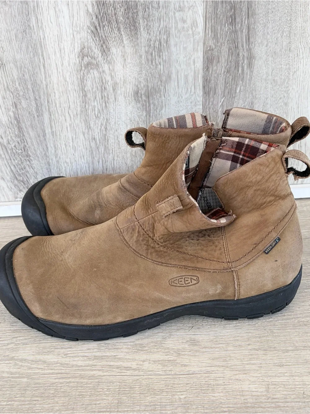 Keen Anchorage Leather Waterproof Hiking  Boots Mens Size 15 Brown Plaid Outdoor
